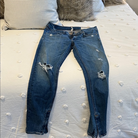 rag & bone Distressed Ankle Jeans in Blue - Picture 1 of 3